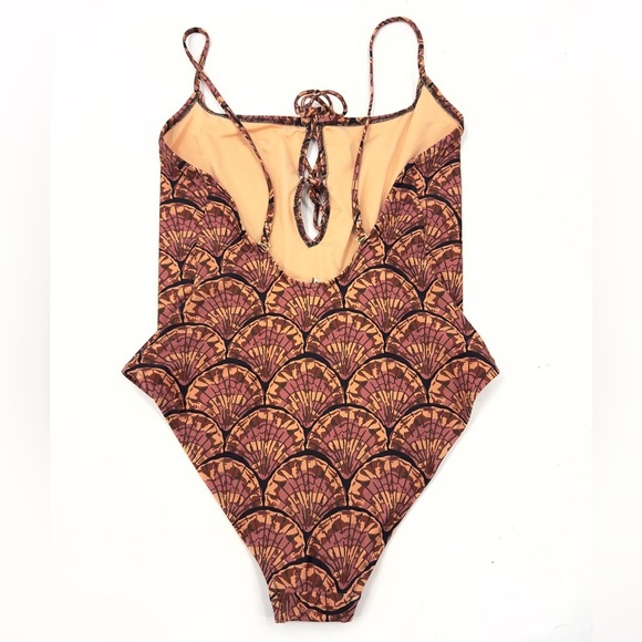 Madewell Second Wave One Piece Swimsuit Large Painted Seashells Boho Tie Front - Picture 5 of 12